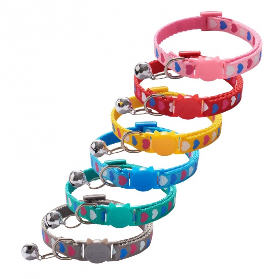 Picture of Mint Green - Heart Cat Collar With Safety Buckle Bell Pet Supplies 19cm long, 1 Piece