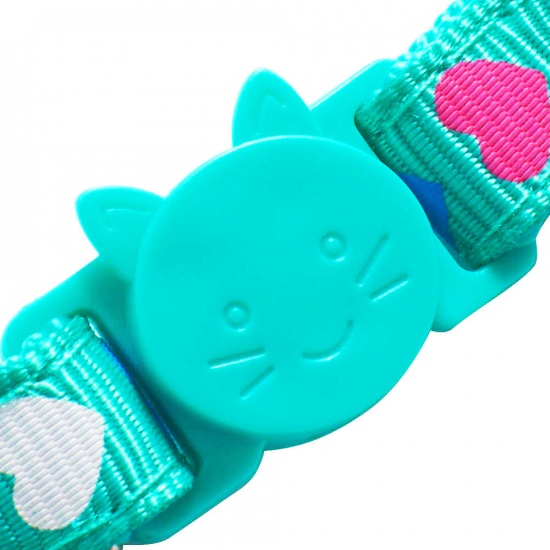 Picture of Mint Green - Heart Cat Collar With Safety Buckle Bell Pet Supplies 19cm long, 1 Piece