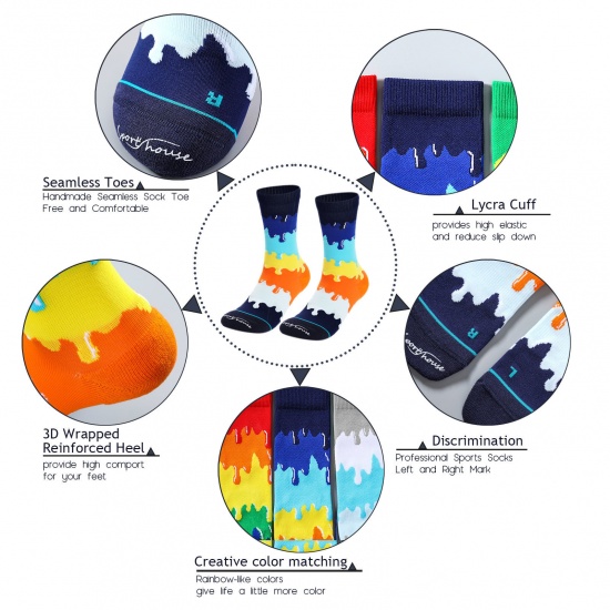 Immagine di Men's Rainbow Towel Bottom Multifunctional Fashion Sports Socks