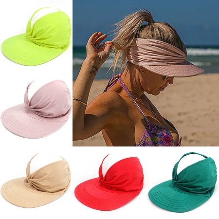 Navy Blue - Summer Women's Anti-Ultraviolet Elastic Adult Empty Top Sun Hat M（56-65cm）, 1 Piece