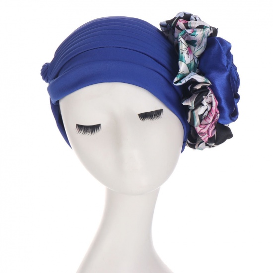 Immagine di Royal Blue - Women's Turban Hat Beanie Cap Flower M（56-58cm）, 1 Piece
