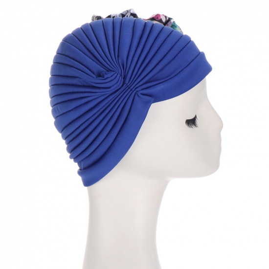 Immagine di Royal Blue - Women's Turban Hat Beanie Cap Flower M（56-58cm）, 1 Piece