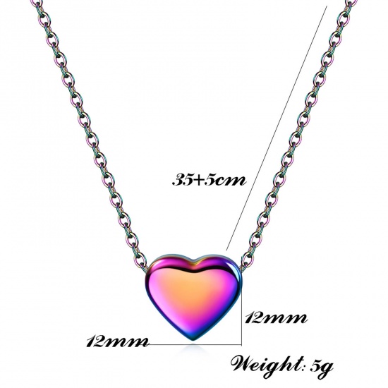 Picture of 304 Stainless Steel Necklace Multicolor Heart Initial Alphabet/ Capital Letter