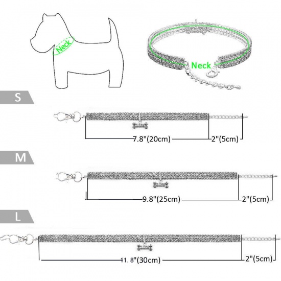 Immagine di Light Pink - Rhinestone Elastic Pet Collar Necklace Jewelry Cat Dog Claw Pet Supplies 29.5cm long, 1 Piece