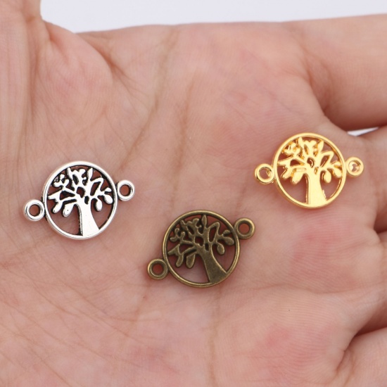 Picture of Zinc Based Alloy Connectors Round Gold Plated Tree of Life 18mm x 12mm, 50 PCs