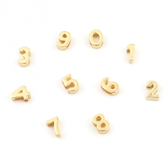 Picture of Brass Beads Number Gold Plated 2 PCs                                                                                                                                                                                                                          