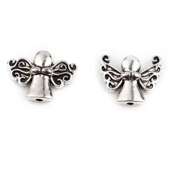 Picture of Zinc Based Alloy Religious Spacer Beads Angel Antique Silver Color