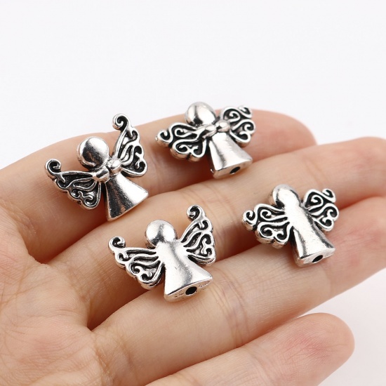 Picture of Zinc Based Alloy Religious Spacer Beads Angel Antique Silver Color