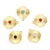 Picture of Zinc Based Alloy & Acrylic Charms Flower Gold Plated Gray Stripe 22mm x 19mm, 10 PCs