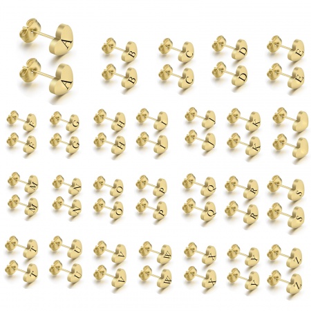 Edelstahl Ohrring Ohrstecker Herz Anfangsbuchstabe/ Großbuchstabe 1 Paar