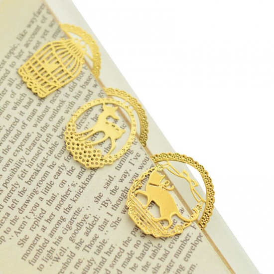 Picture of Gold Plated - Heart Filligree Retro Metal Mini Bookmark Stationery 2.5x2.8cm, 2 PCs