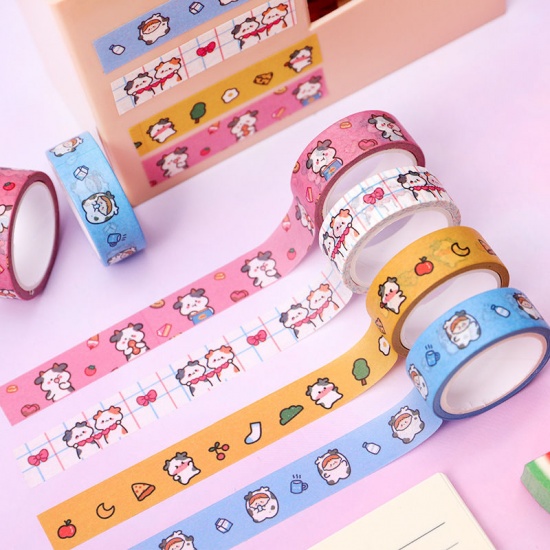 Picture of Yellow - Cute Cow Japanese Paper Adhesive Washi Tape DIY Scrapbook Decoration 1.5cm, 2 Rolls