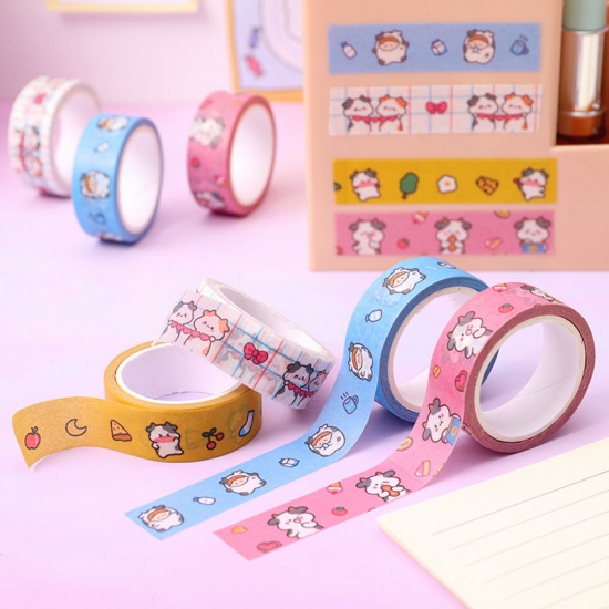 Picture of Yellow - Cute Cow Japanese Paper Adhesive Washi Tape DIY Scrapbook Decoration 1.5cm, 2 Rolls