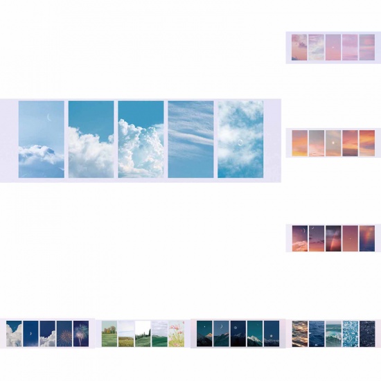 Picture of Blue - Sky Landscape DIY Scrapbook Material Paper Vertical Type Memo Notepads 5.5x9.3cm, 1 Piece