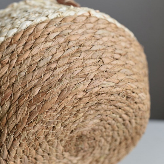 Image de Panier de rangement tricoté à la main en cosse de maïs en corde de coton avec coque imperméable