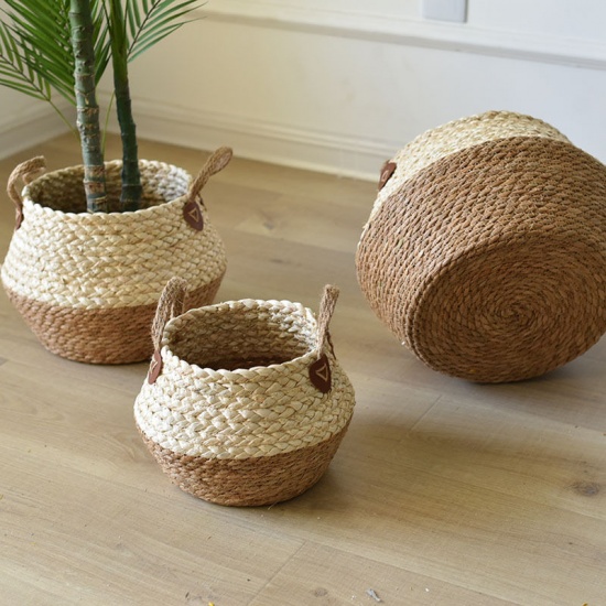 Picture of Cotton Rope Corn Husk Hand-knitted Storage Basket With Waterproof Shell