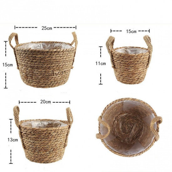 Immagine di Rattan Hand-knitted Flowerpot Basket With Handle