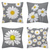 Picture of Gray - 12# Polyester Daisy Flower Square Pillowcase Home Textile 45x45cm, 1 Piece