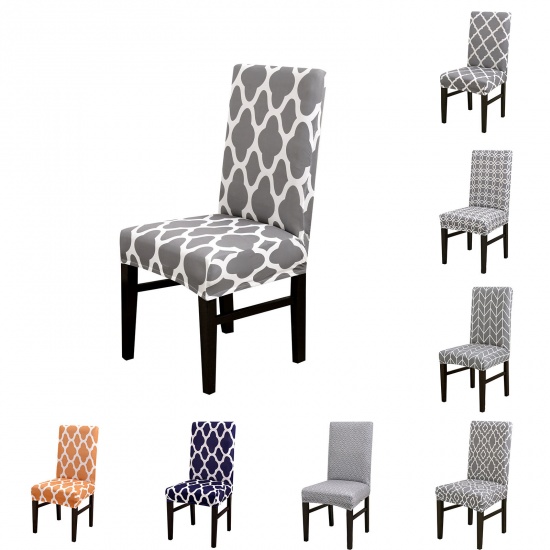Picture of Black - 28# Dust-proof Retro Printed Elastic Chair Cover For Four Seasons, 1 Piece