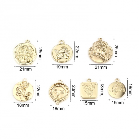 Picture of Zinc Based Alloy Charms Irregular Gold Plated Cross 25mm x 21mm, 10 PCs