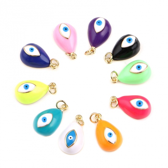 Picture of Brass Religious Charms Drop Evil Eye Enamel                                                                                                                                                                                                                   