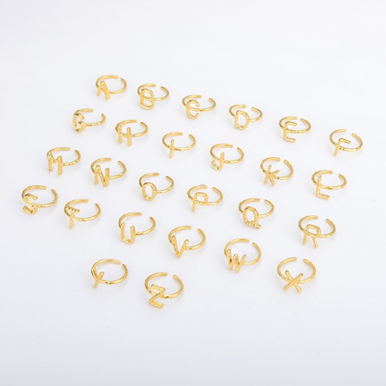 Bild von Großhandel Frauen Geschenk Ring Anfangsbuchstabe/ Großbuchstabe Offen Verstellbar Ring, Edelstahl, Minimalistisch Schmuckbedarf, 1 Stück