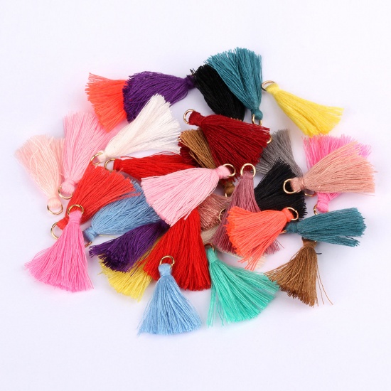 Picture of Cotton Polyester Blend Tassel Pendants Tassel Gold Plated Navy Blue 35mm, 50 PCs