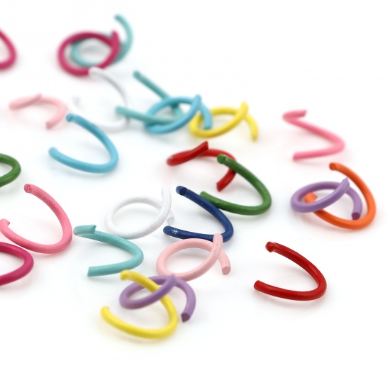 Picture of 1.3mm Iron Based Alloy Open Jump Rings Findings Round Multicolor 10mm Dia, 100 PCs