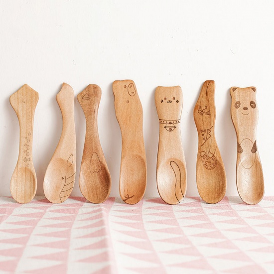 Picture of Cute Cartoon Children Eco Friendly Natural Wood Spoon Cutlery Tableware