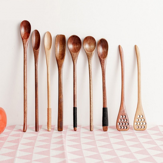 Immagine di Phoebe Nanmu Wooden Long Handle Spoon Cutlery Tableware