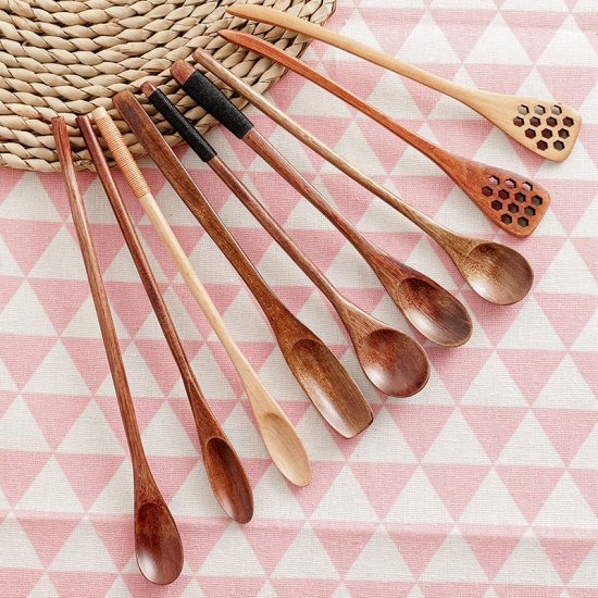 Изображение Phoebe Nanmu Wooden Long Handle Spoon Cutlery Tableware