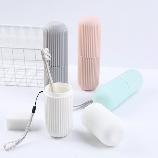 Immagine di Gray - PP Multifunctional Large-capacity Toothbrush Box Portable Storage Cup 19.6x6cm, 1 Piece