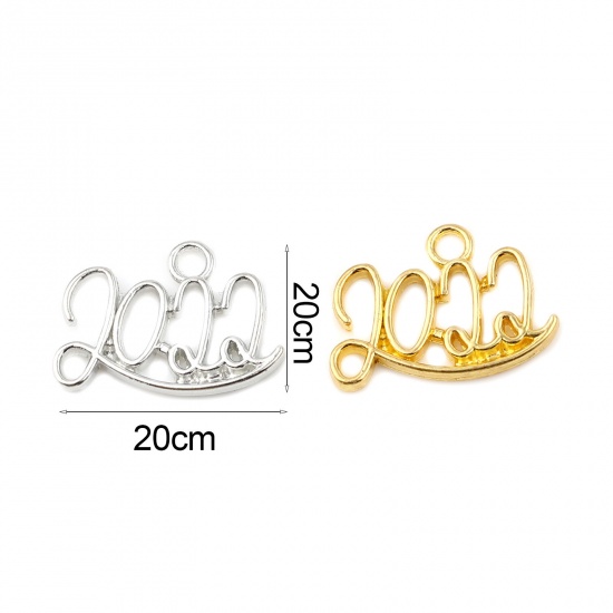 Picture of Zinc Based Alloy Year Charms Number Silver Tone Message " 2022 " 20mm x 14mm, 20 PCs