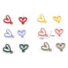 Image de Boucles d'Oreilles Puces Laqué en Alliage de Zinc Cœur Multicolore avec Boucle 13mm x 12mm, 4 Pcs