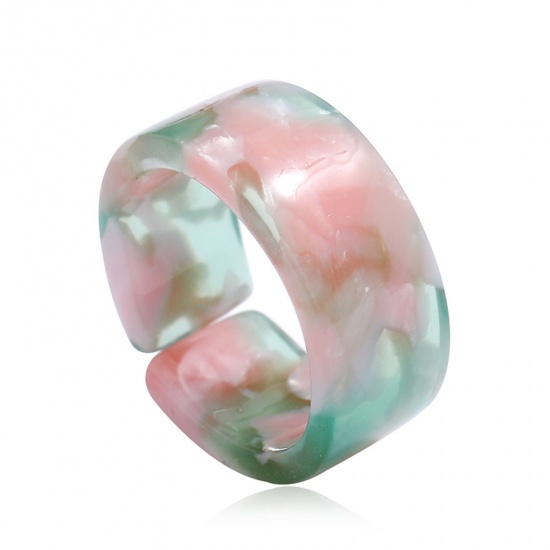 Picture of Resin Unadjustable Rings Hot Pink Circle Ring 1 Piece