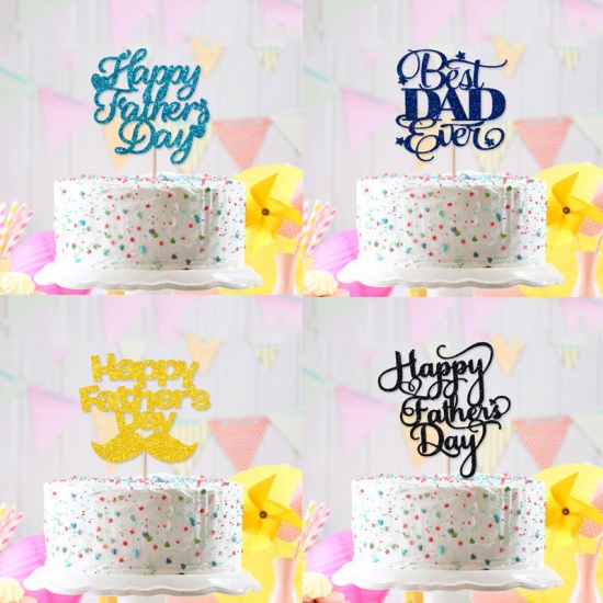 Picture of Black - Father's Day Paper Cake Picks Decoration Birthday Party Accessories 17x20cm, 1 Piece