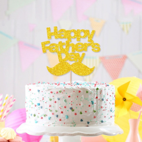 Picture of Black - Father's Day Paper Cake Picks Decoration Birthday Party Accessories 17x20cm, 1 Piece