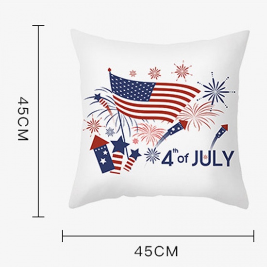 Picture of Independence Day Peach Skin Fabric Printed Square Pillowcase Home Textile