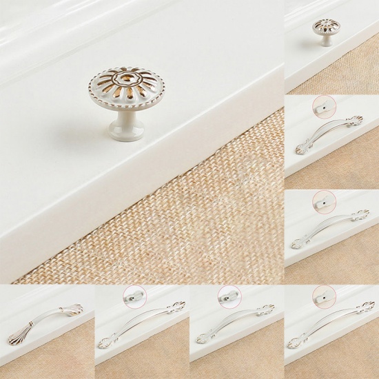 Изображение Ivory - Zinc Based Alloy Enameled Handles Pulls Knobs For Drawer Cabinet Furniture Hardware 171mm long, 1 Piece