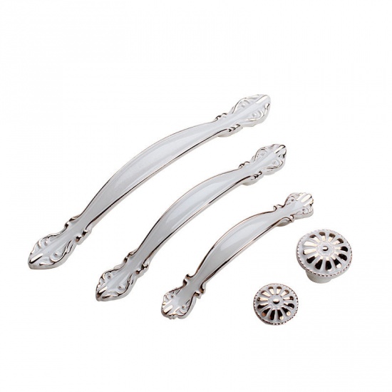 Immagine di Ivory - Zinc Based Alloy Enameled Handles Pulls Knobs For Drawer Cabinet Furniture Hardware 171mm long, 1 Piece