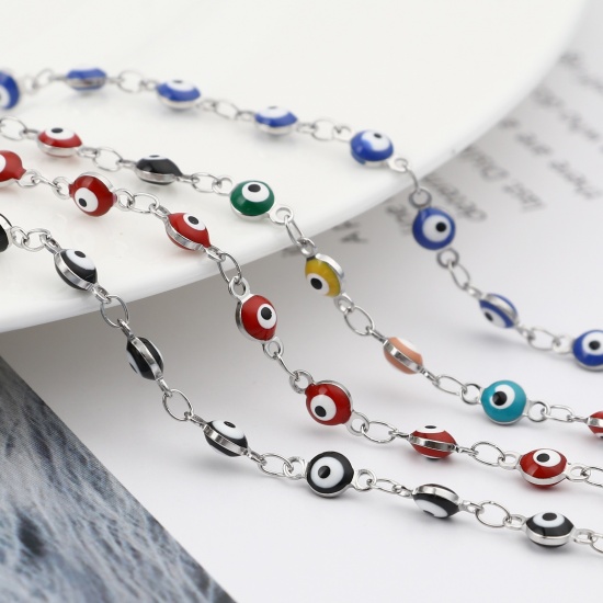 Picture of Wholesale Round Evil Eye Enamel Stainless Steel Bracelets, Women's Gift Jewelry Supply