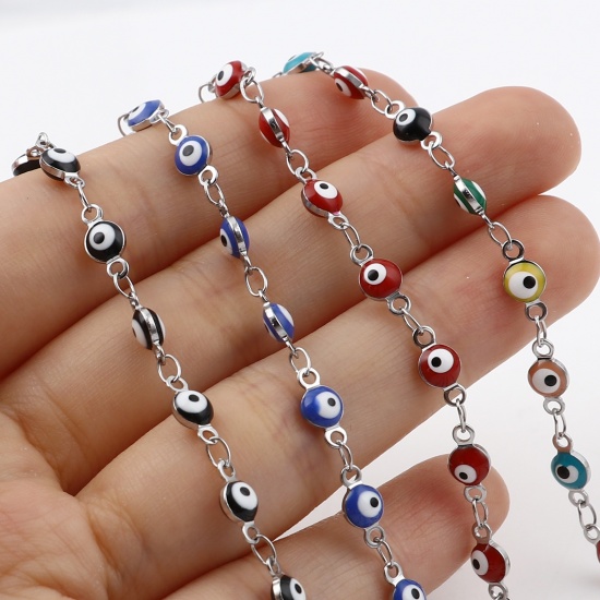 Picture of Wholesale Round Evil Eye Enamel Stainless Steel Bracelets, Women's Gift Jewelry Supply