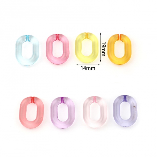 Picture of Acrylic Open Jump Rings Findings Oval Multicolor Transparent 19mm x 14mm, 100 PCs