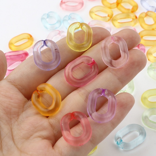 Picture of Acrylic Open Jump Rings Findings Oval Multicolor Transparent 19mm x 14mm, 100 PCs