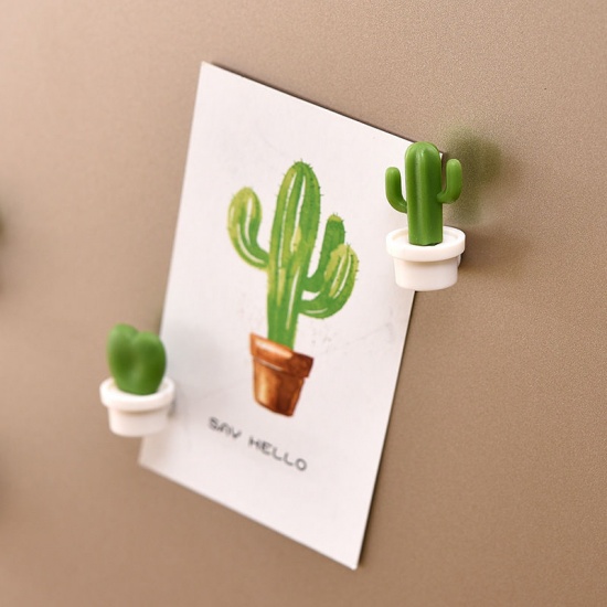 Picture of White - Funny Cactus ABS Refrigerator Fridge Magnet For Message Home Decoration 1.5x2.7cm, 1 Set（6 PCs/Set）