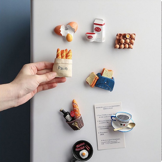 Image de Jaune - aimant de réfrigérateur de réfrigérateur de résine de nourriture de simulation de 22 # 3D pour la décoration à la maison de message, 1 pièce