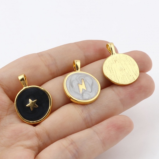 Picture of Zinc Based Alloy Galaxy Charms Round Enamel 10 PCs