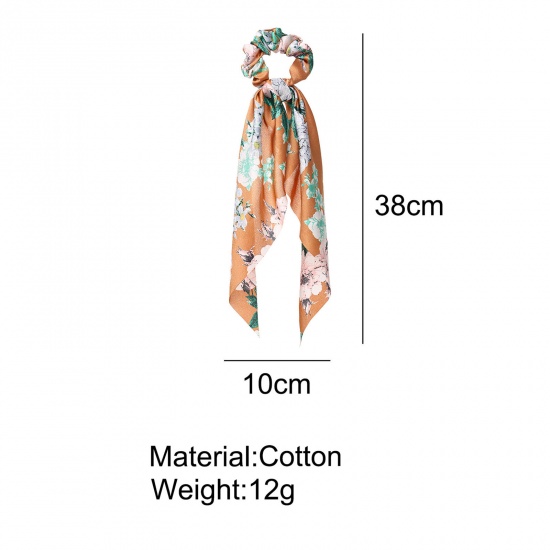 Fabric Hair Ties Band Orange Flower 38cm x 10cm, 1 Piece の画像