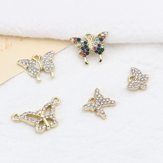 Picture of Zinc Based Alloy Insect Charms Butterfly Animal Gold Plated Micro Pave 5 PCs