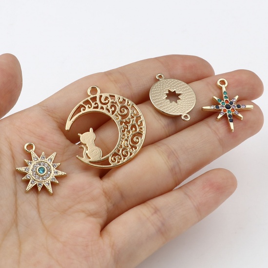 Picture of Zinc Based Alloy Galaxy Pendants Star Gold Plated 5 PCs